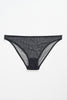 Else Bare Minimal low rise bikini brief in sheer black mesh, shown flat on a plain white background