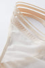 Opaak Anou thong in light beige (bleached sand) sheer mesh, detail view of waistband on plain white background