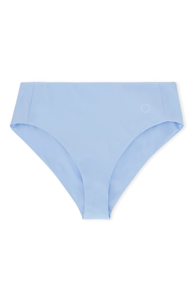 Light blue Ubud high waisted swim bottoms. Front view on white background.