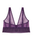 Else bare soft cup triangle bra in dark violet purple sheer mesh, shown on plain white background