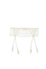 Else Bella white lace and silk suspender/garter belt, front view, shown flat on plain white background
