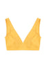 Saffron yellow Mare Underwire Sim top by Else with thick band under bust. Front view on white background.