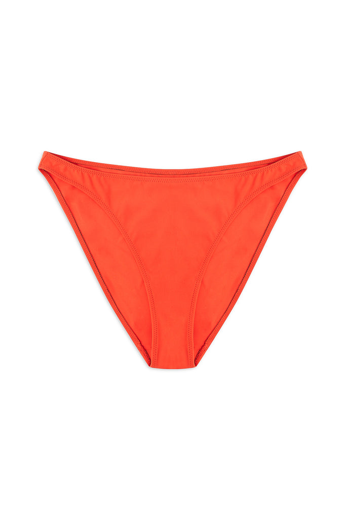 Poppy red orange Penelope bikini bottom by Else. Front view on white background.
