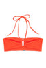 Red orange poppy Penelope bandeau bikini top with skinny halter strap by else. Front view on white background.
