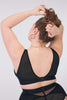 La Fille d'O Real Cool/Ramble On bralette in black, shown on model, back view