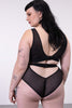La Fille d'O Real Cool/Ramble On bralette in black, shown on model, back view