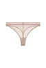 Opaak Anou thong in light beige (bleached sand) sheer mesh, flat front view on plain white background