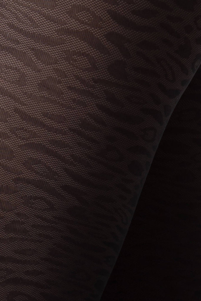 Detail of pattern on Emma Leopard Tights from Swedish Stockings