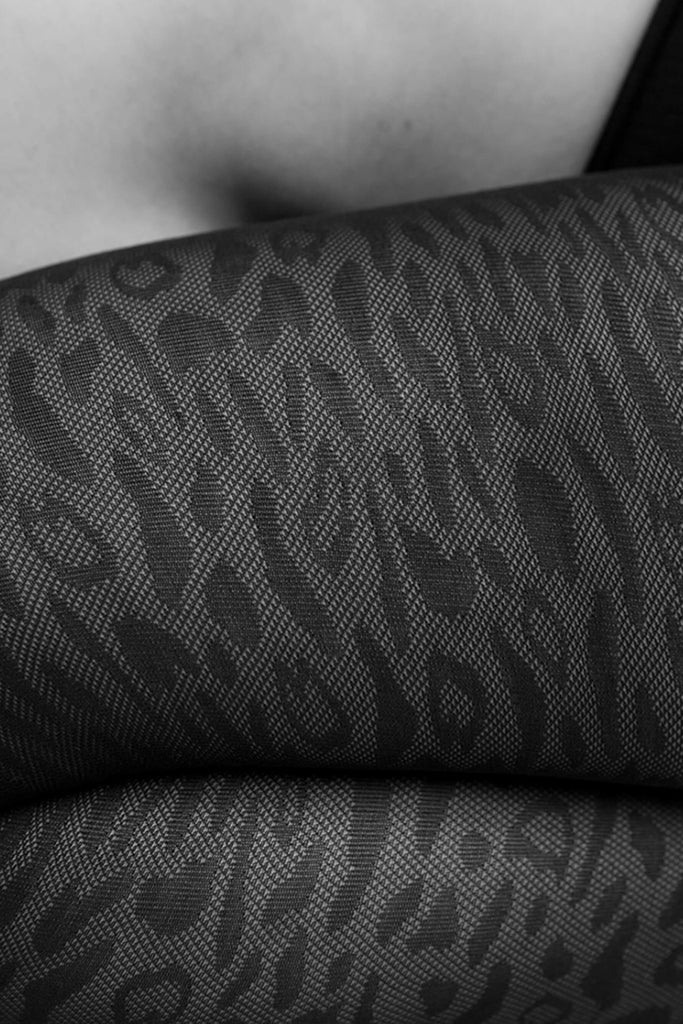 Swedish Stockings Emma Leopard Tights on model