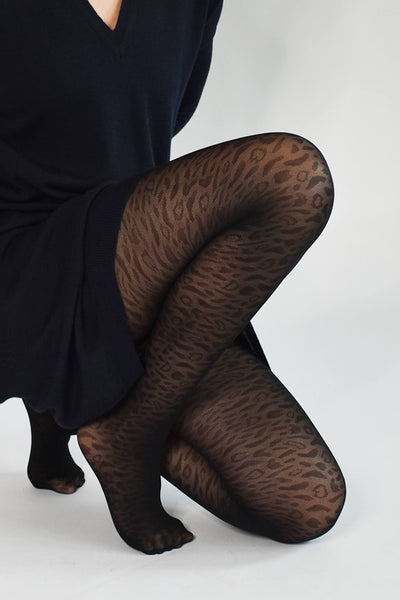 Swedish Stockings Emma Leopard Tights on model