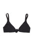 Ruban Noir knot front bralette in black, front view shown flat on plain white background